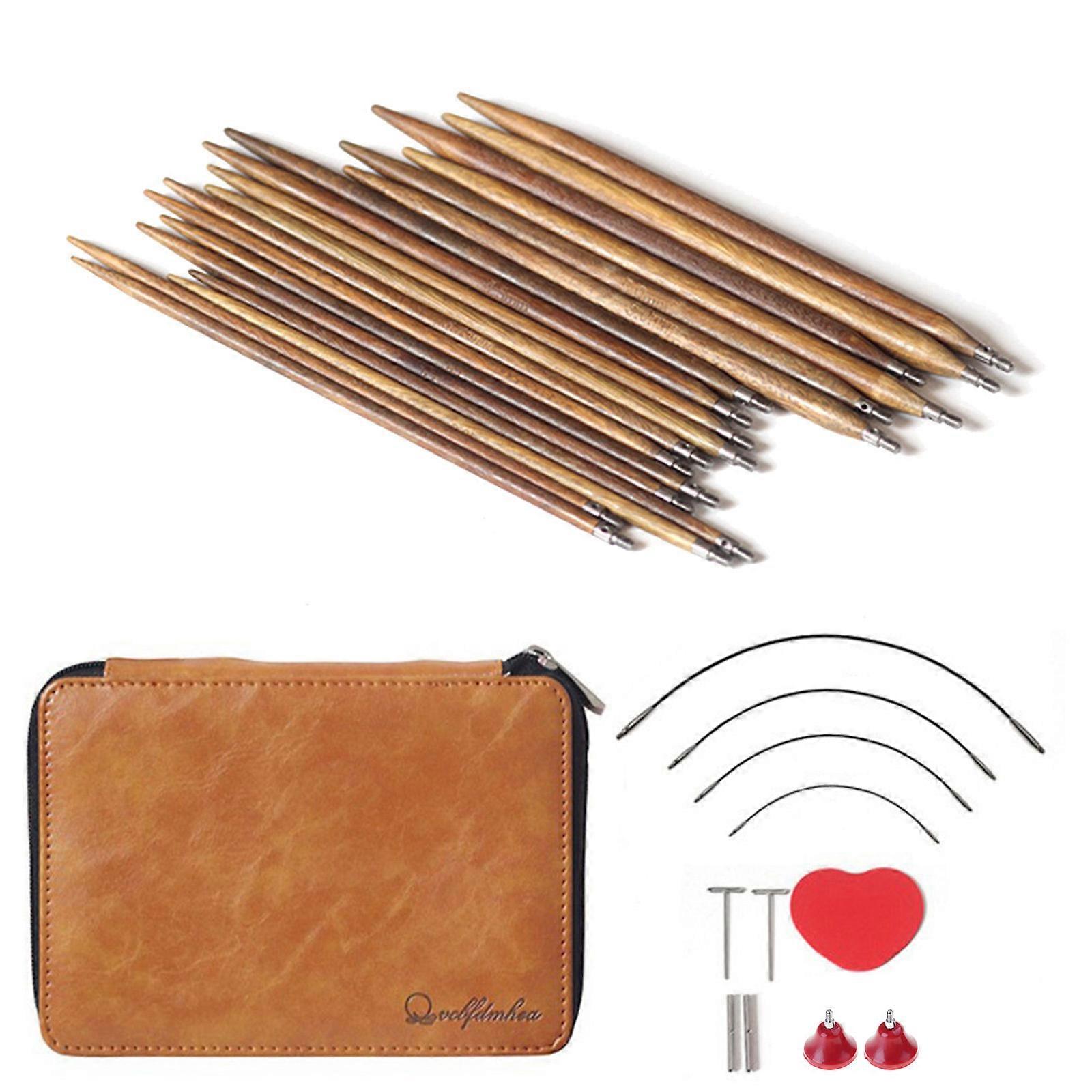 Colorful Wood Circular Knitting Needle Detachable Interchangeable Set For Crafting Projects Multicolor