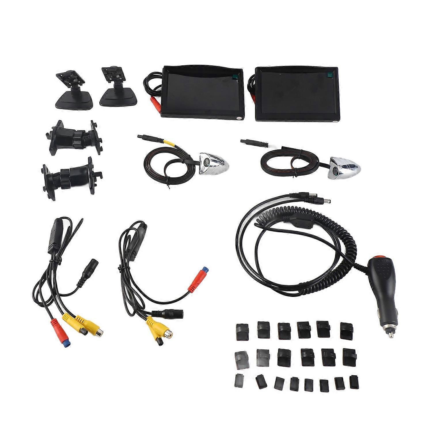Side View Camera DC12V‑24V 5inch TFT LCD Backup Camera System Kit Horizontal 87° Vertical 62° IP67 W