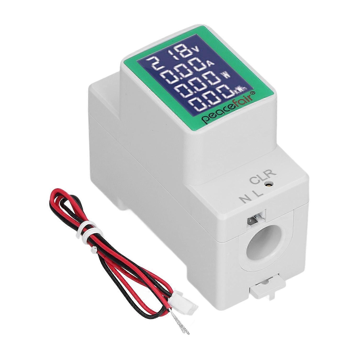 DIN Rail Meter Digital Voltmeter Ammeter Power Energy Monitor Multimeter Tester AC50‑300V 100A