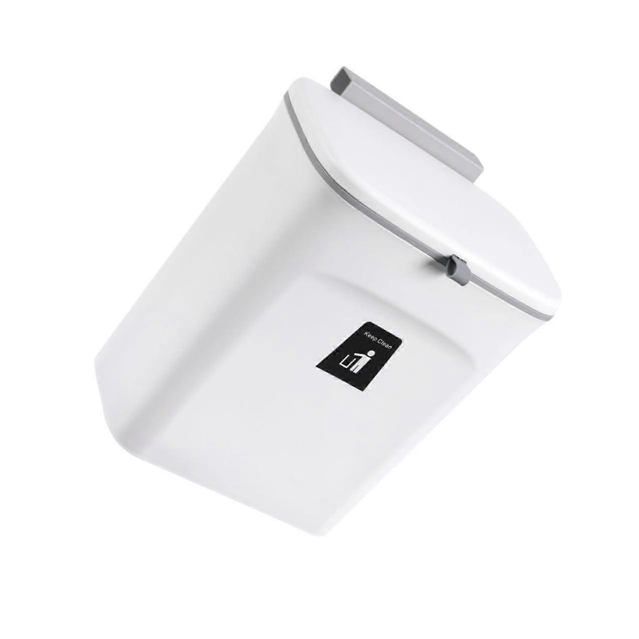 Wall Mounted Kitchen Trash Can with Lid SpaceSaving Waste Bin for Cabinet Doors and Smooth Surfaces