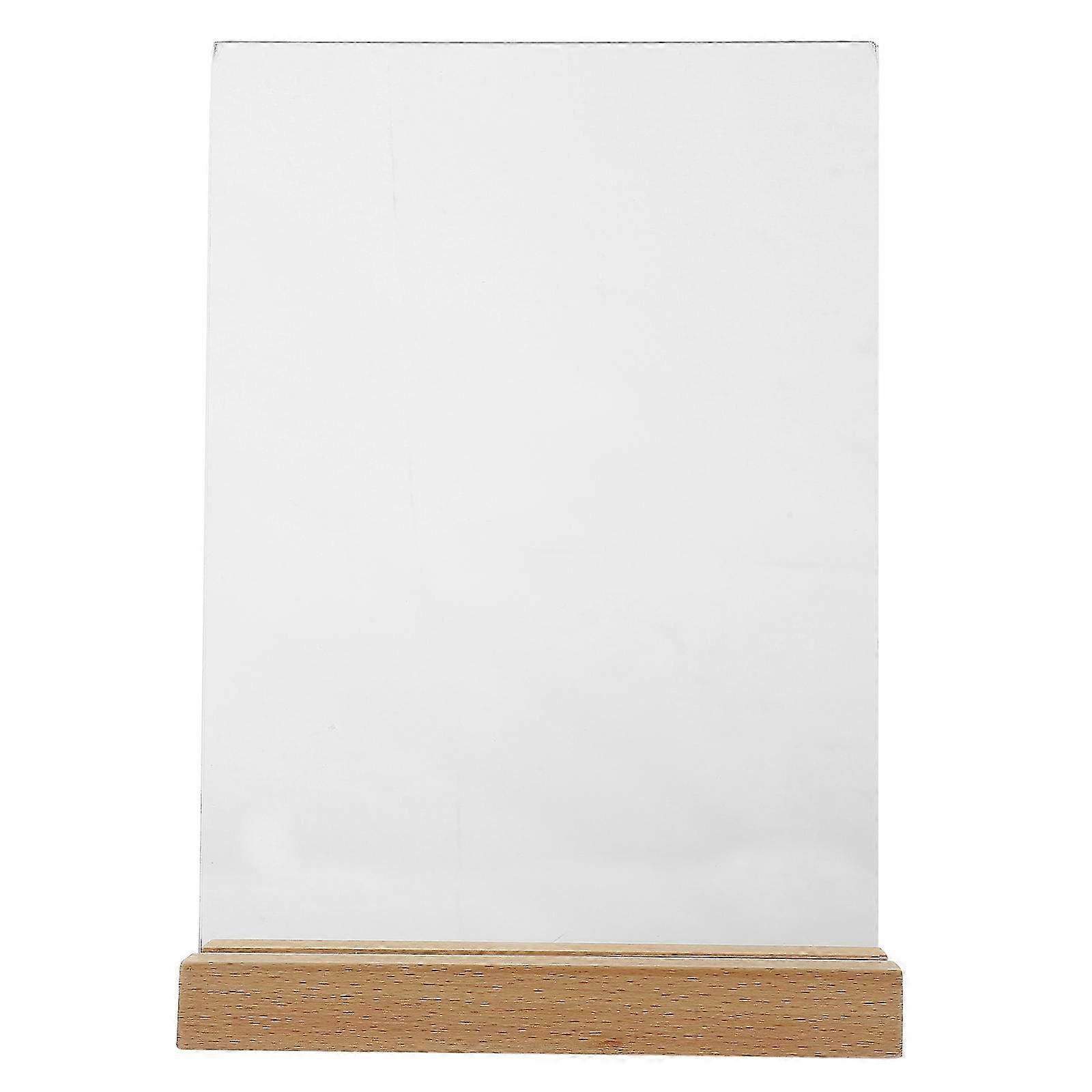 Acrylic Poster Stand Desktop Menu Storage Stand Restaurant Menu Holder Stand with Wood Base (A6)