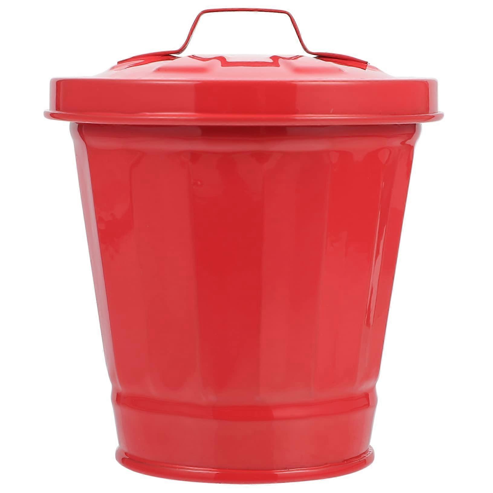 Mini Desktop Trash Can with Lid Small Countertop Waste Bin for Home Office Dorm Flower Pot Organizer