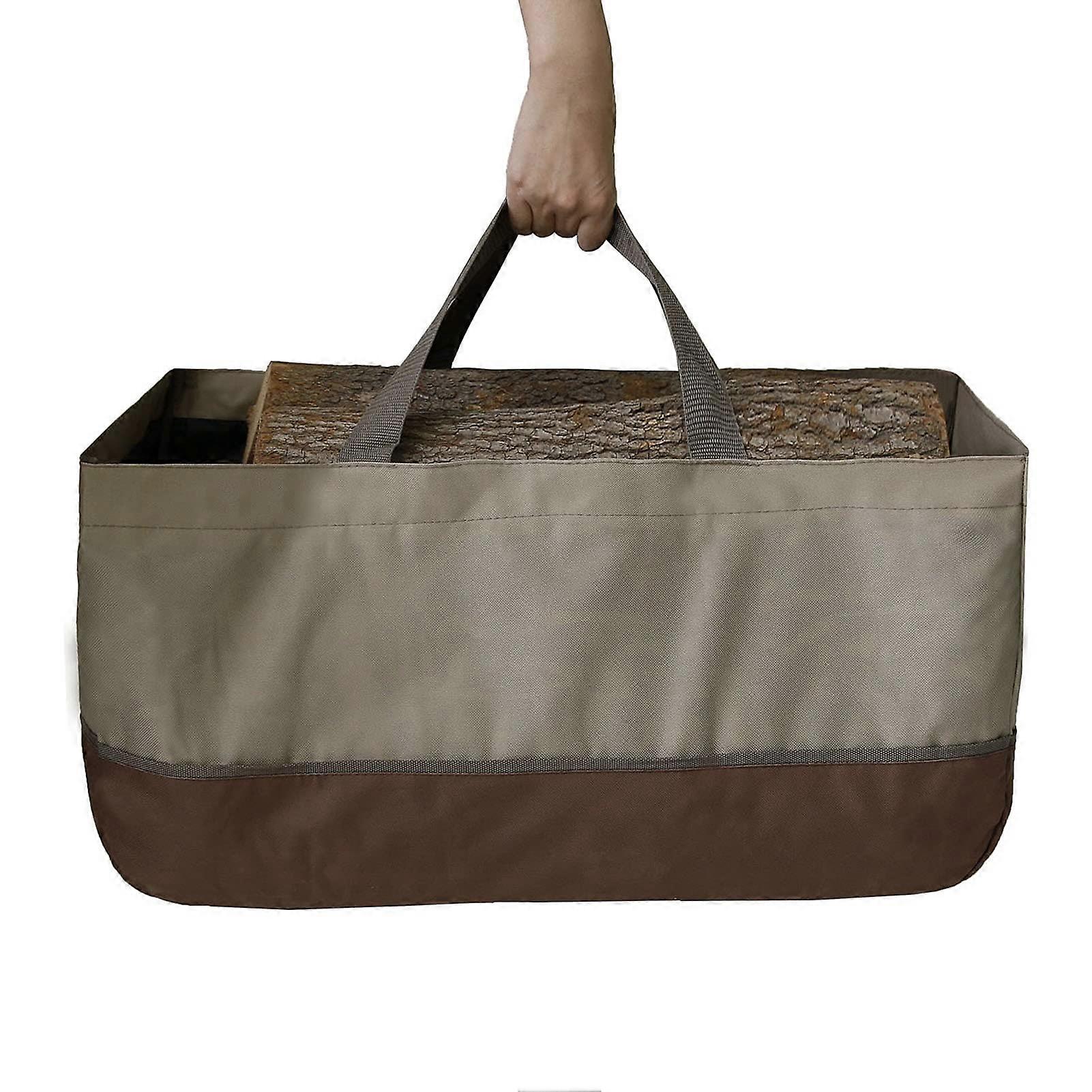 Firewood Carrier Waxed Canvas Tote with Handles for Carrying Logs at Home or Camping