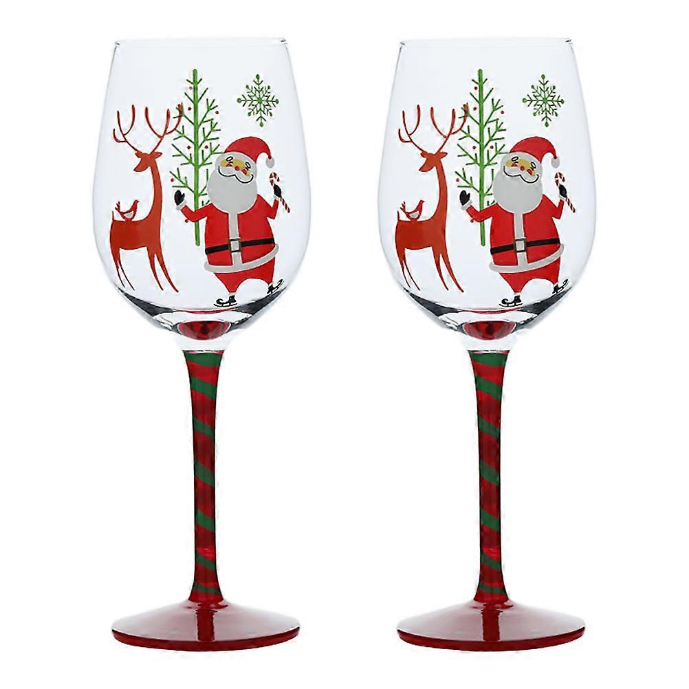 Weihnachtsweingläser, farbige Weingläser zum Trinken, 2er-Set festliche Gläser