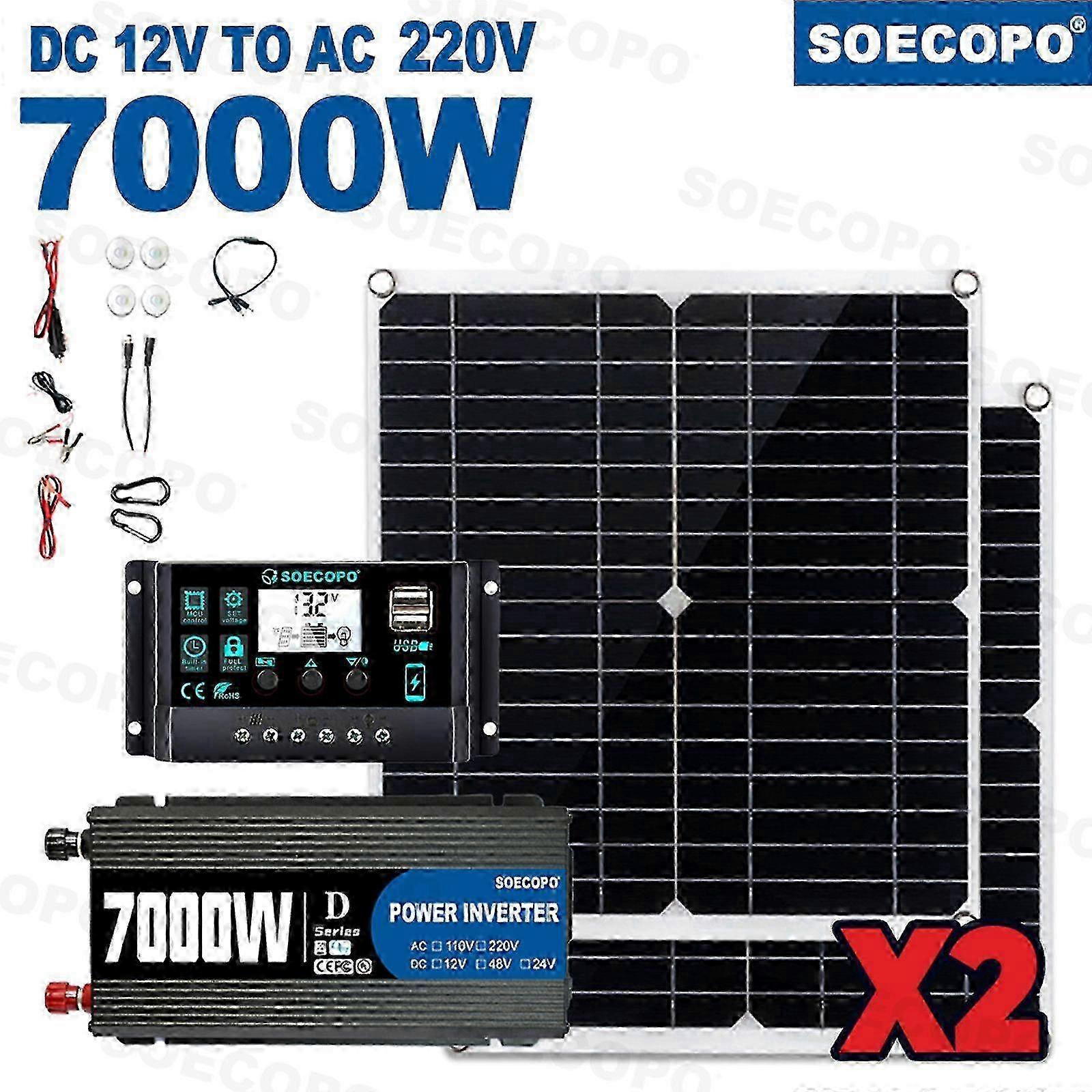 7000W Off-Grid Solar Kit 7000W Inverter, 2 x 300W Solar Panels and Controller