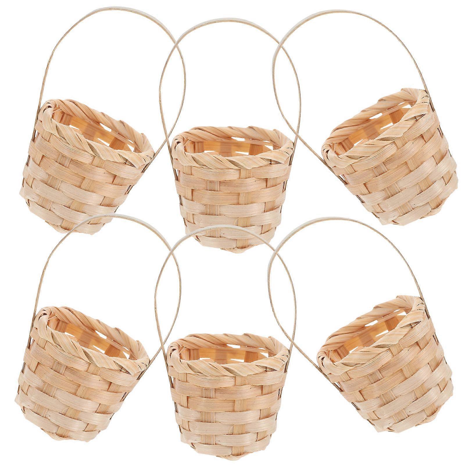 Mini Rattan Basket Decorative Storage For Event Planners 6Pcs