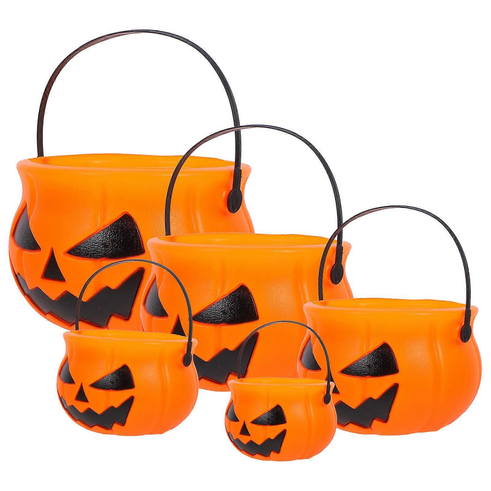 Pumpkin Candy Holder for Halloween 5Pcs Portable Orange Buckets