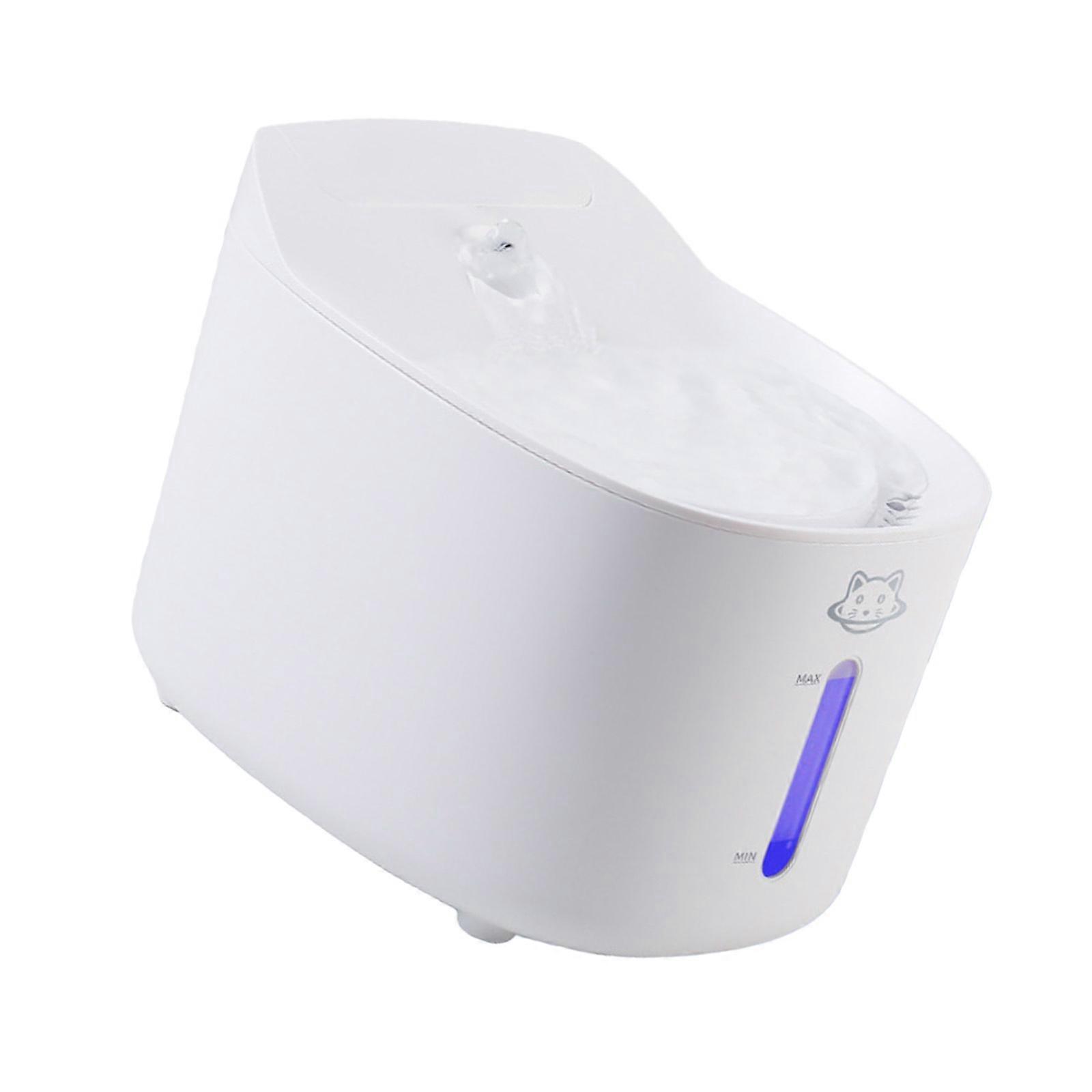 Motion Activated Pet Water Spring 2.2L Complimentary Automatic Stream Clock USB Charging Canines Cats  White