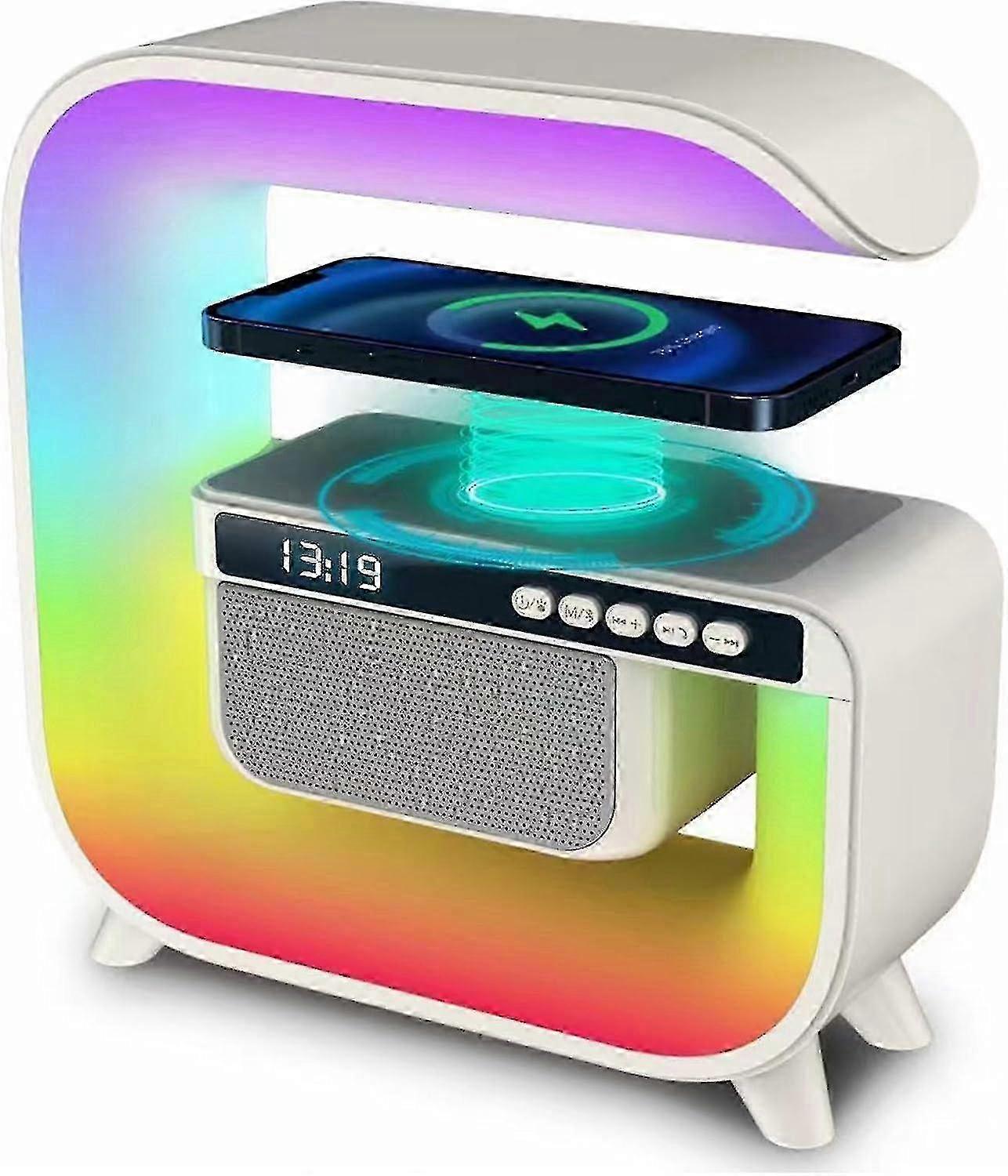 Night Light with Wireless Charging for Bedside, App Control Bluetooth Speaker