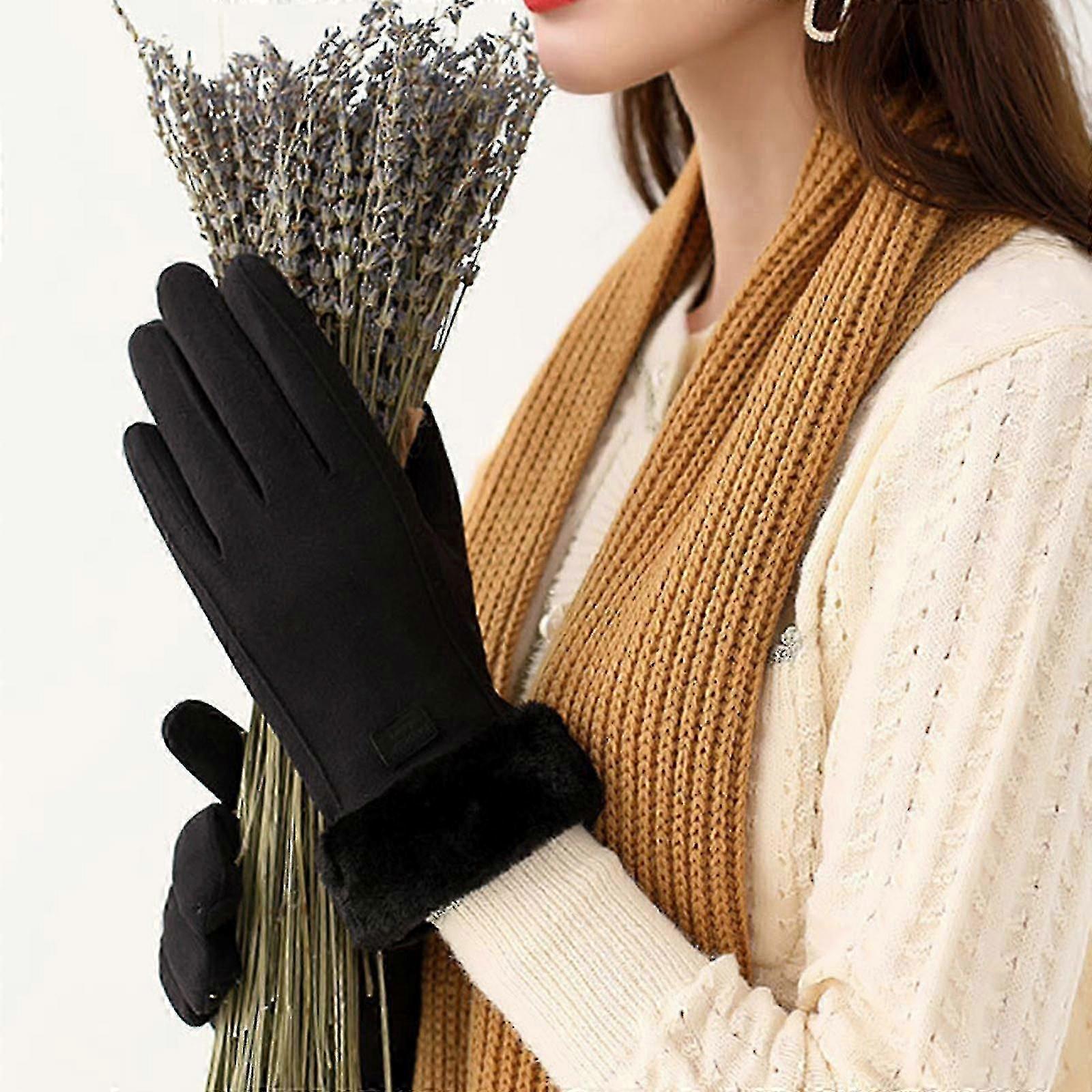 保暖手套女士冬季加天鹅绒厚秋户外骑行屏幕骑行手套