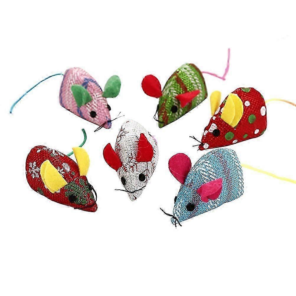 Cat Mouse Toy 6-Piece Fabric Interactive Set Random Colour
