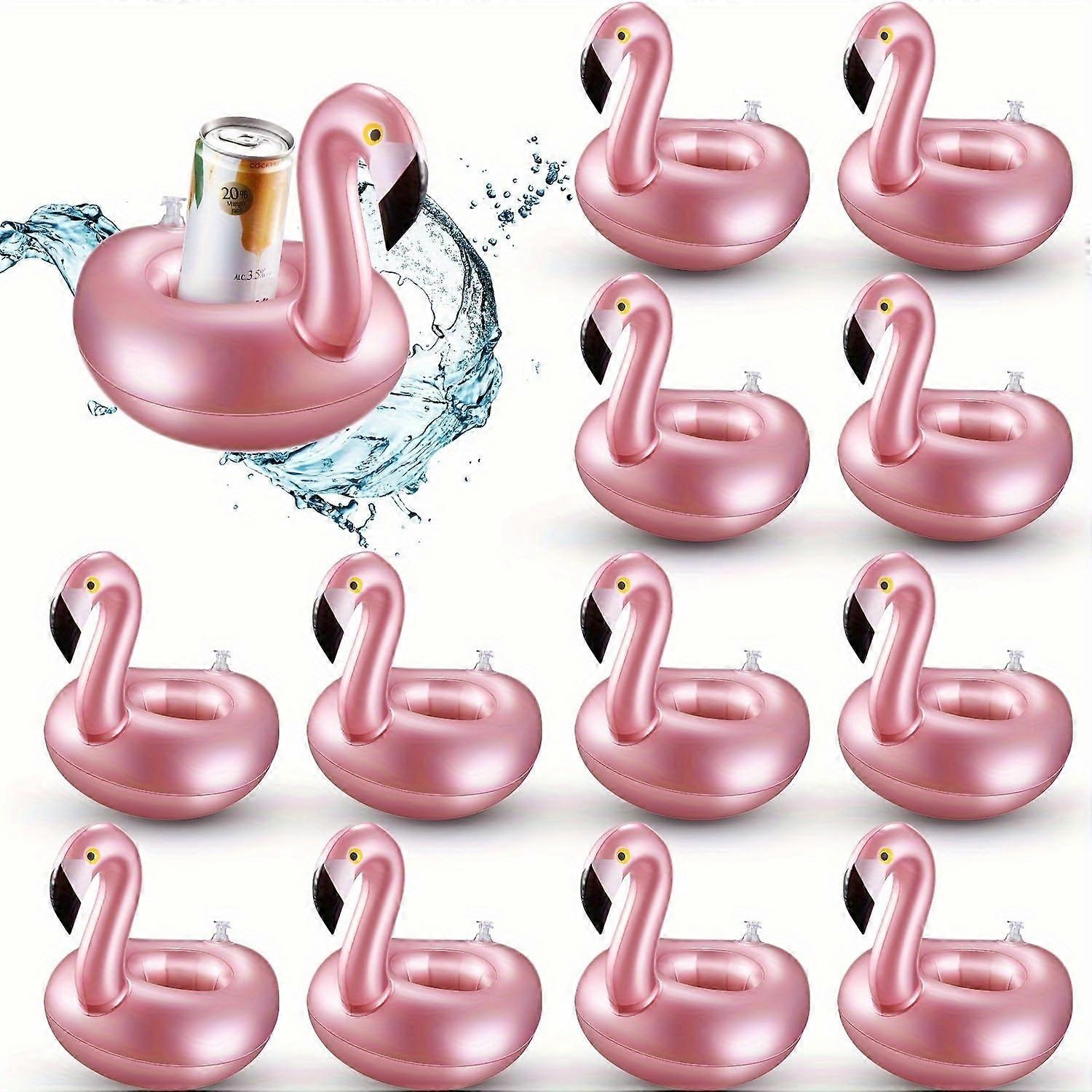 Pool Drink Holder Set 12 Pack Inflatable Flamingo Cup Floats Keeps Drinks Afloat for Pool Parties
