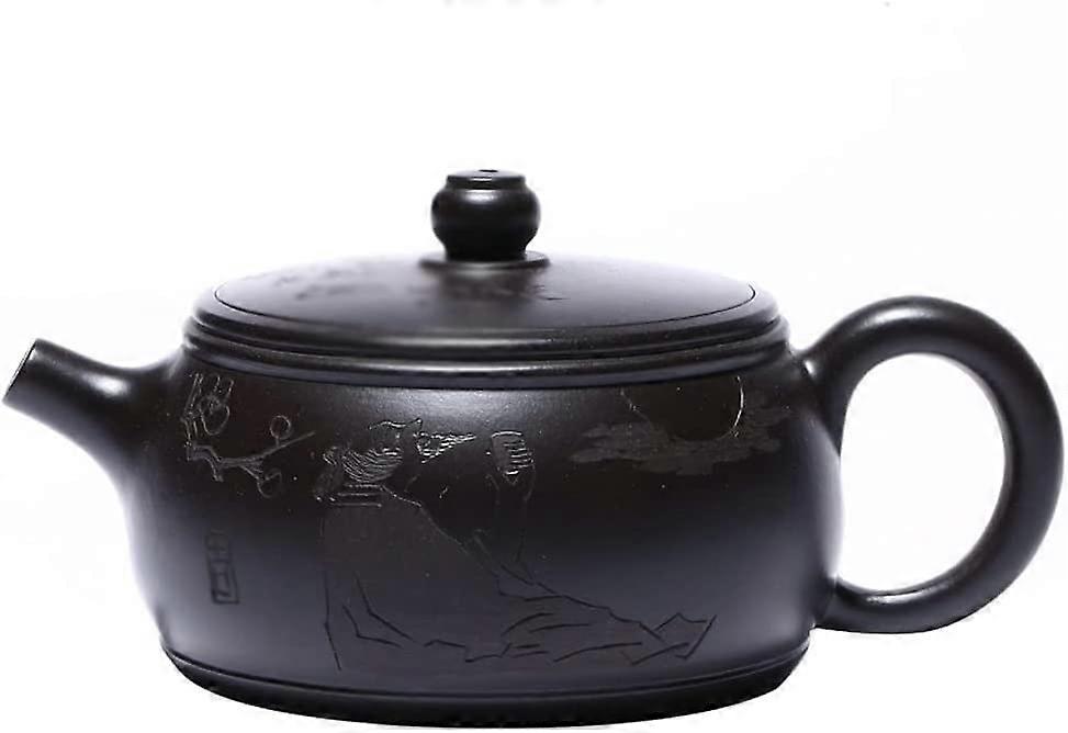Handmade Purple Clay Zisha Teapot with Engraved Well Fence Design for Chinese Kung Fu Tea
