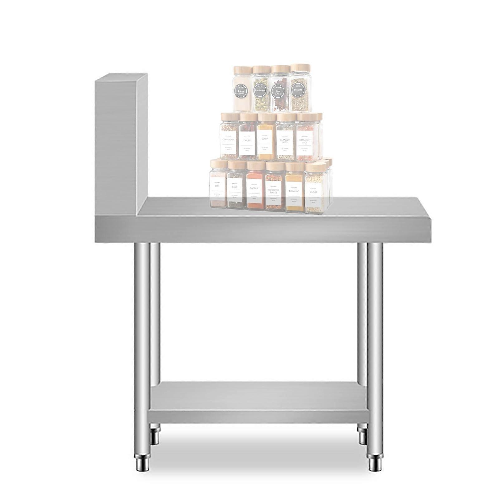 Stainless Steel Work Table with Undershelf and Backsplash, Heavy Duty Prep Table for Restaurant