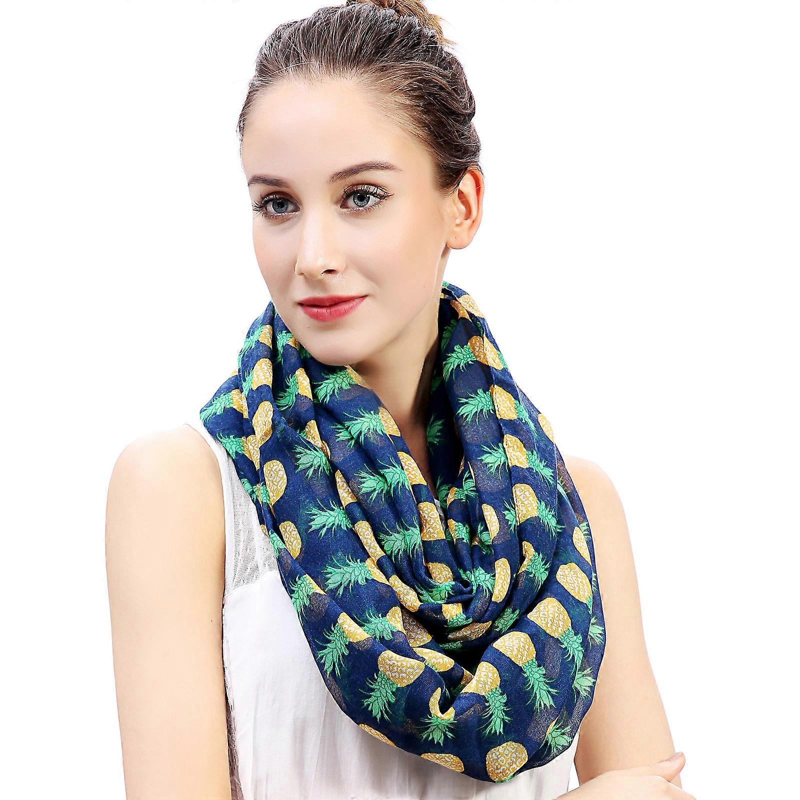 Pineapple Fruit Print Infinity Loop Scarf for Spring/Summer/Fall
