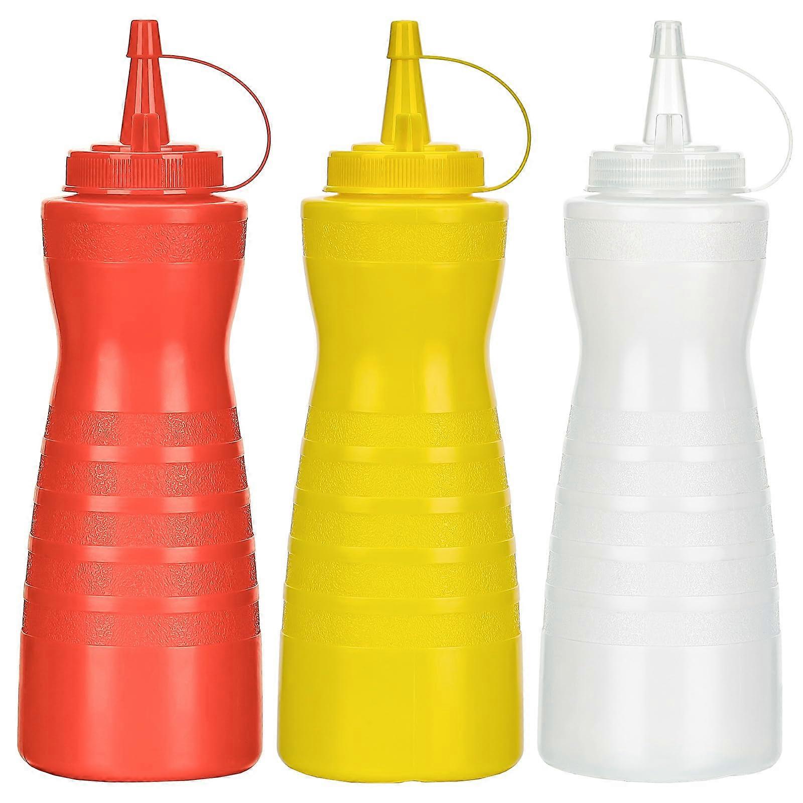 3 Pack 13.5oz Plastic Squeeze Bottles with LeakProof Cap for Ketchup Mustard and Sauce