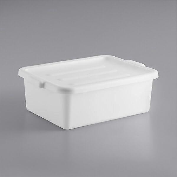 Storage Bin with Lid, 20 x 15 x 7 Inch Polypropylene Stackable Design, White with EasyLift Handles
