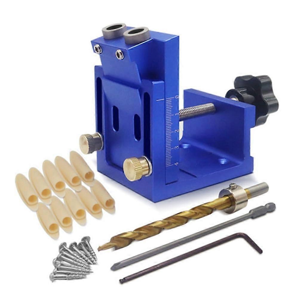Adjustable Pocket Hole Jig with SelfTightening Clamp, Dowel Drill Guide Kit for Woodworking