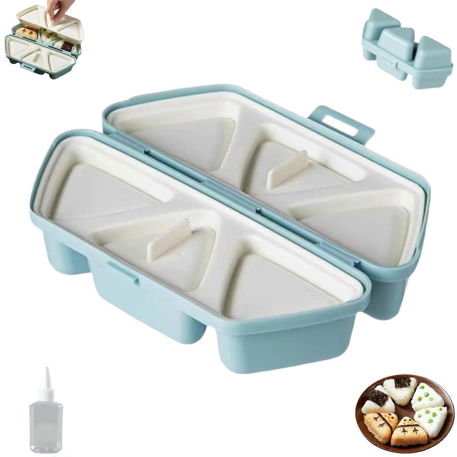 6 in 1 Onigiri Maker Rice Ball Mold Set Triangle Sushi Mold Box for Quick Shaping and Easy Cleaning Blue