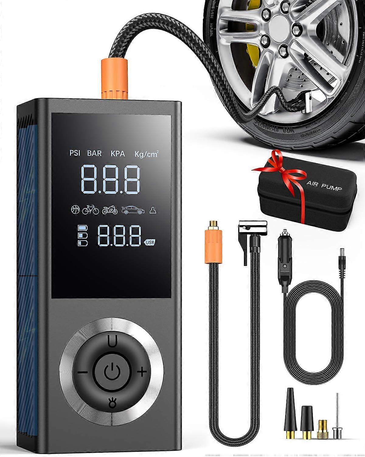 Portable Tire Inflator 150 PSI with Digital Gauge LED Light Auto Shutoff for Car Bike ST06 Obsidian