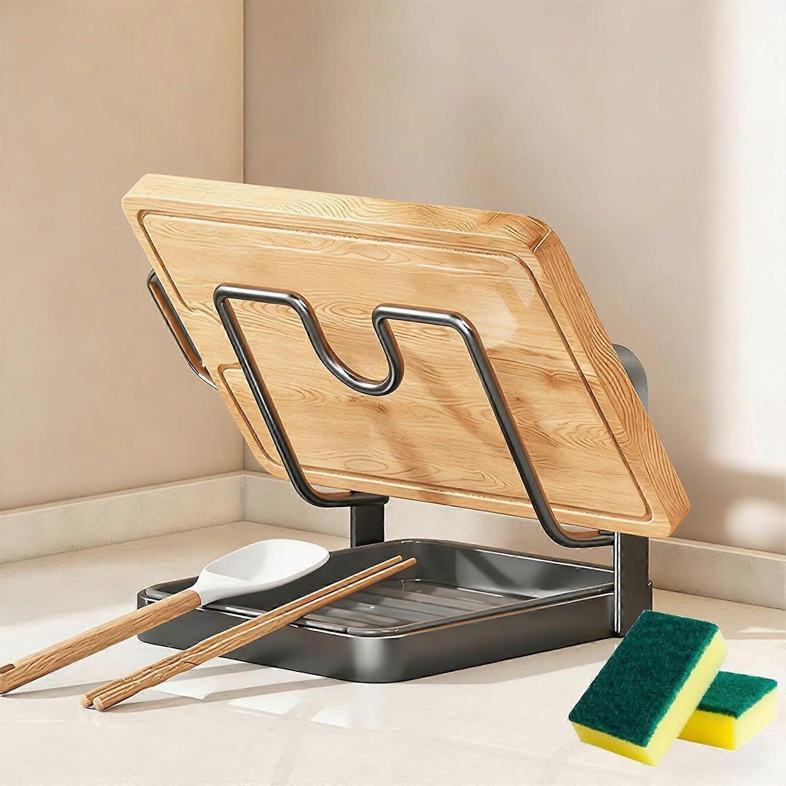 Pot Lid Organizer with Removable Drip Tray, RustResistant UShaped Holder for Kitchen Cabinet