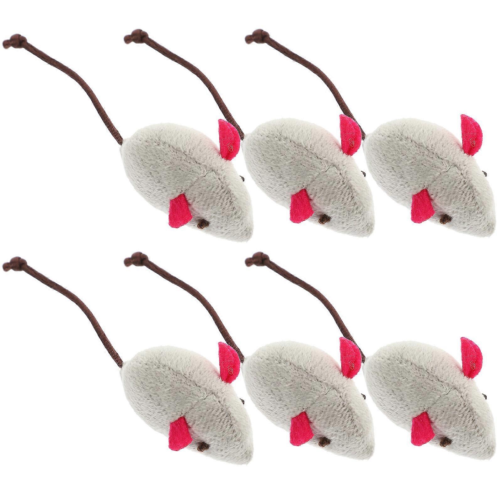 Interactive Cat Toy Mouse Plush Mouse for Kitten Play 6Pcs