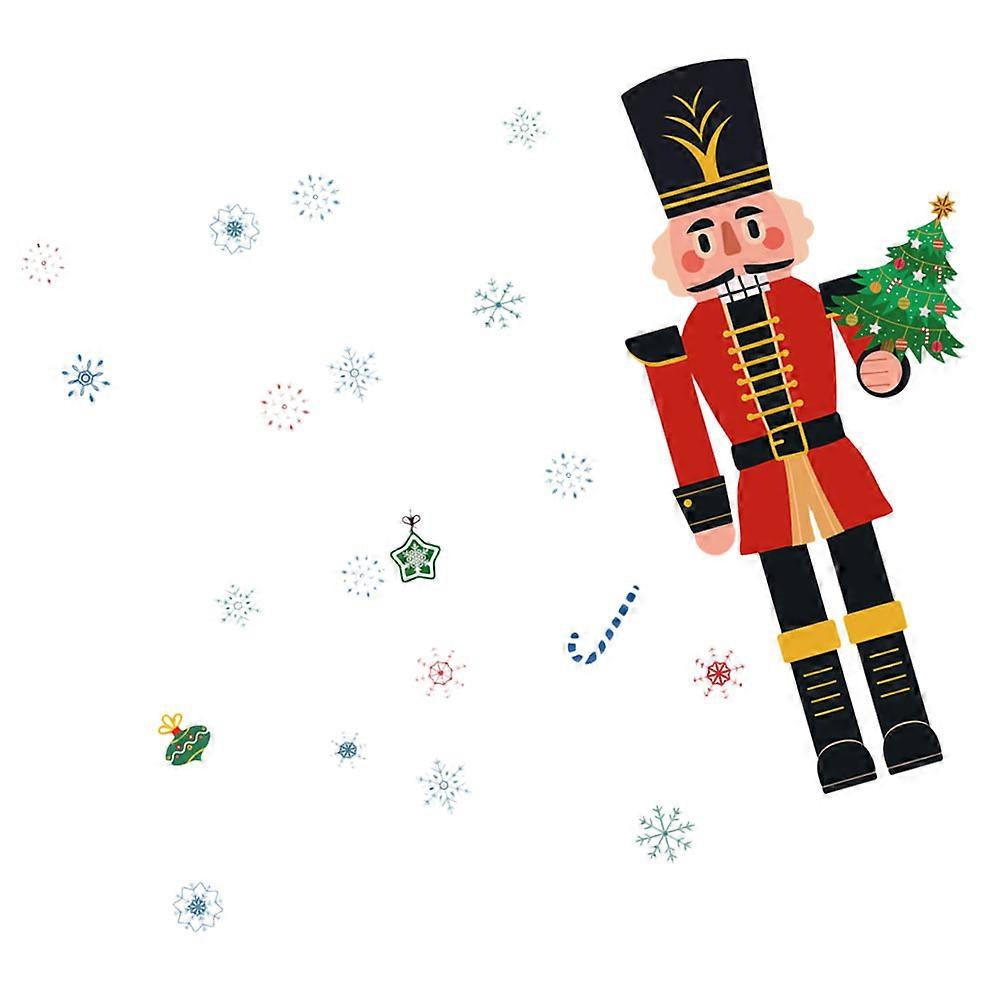 Christmas Window Cling Nutcracker Sticker for Wall Red PVC