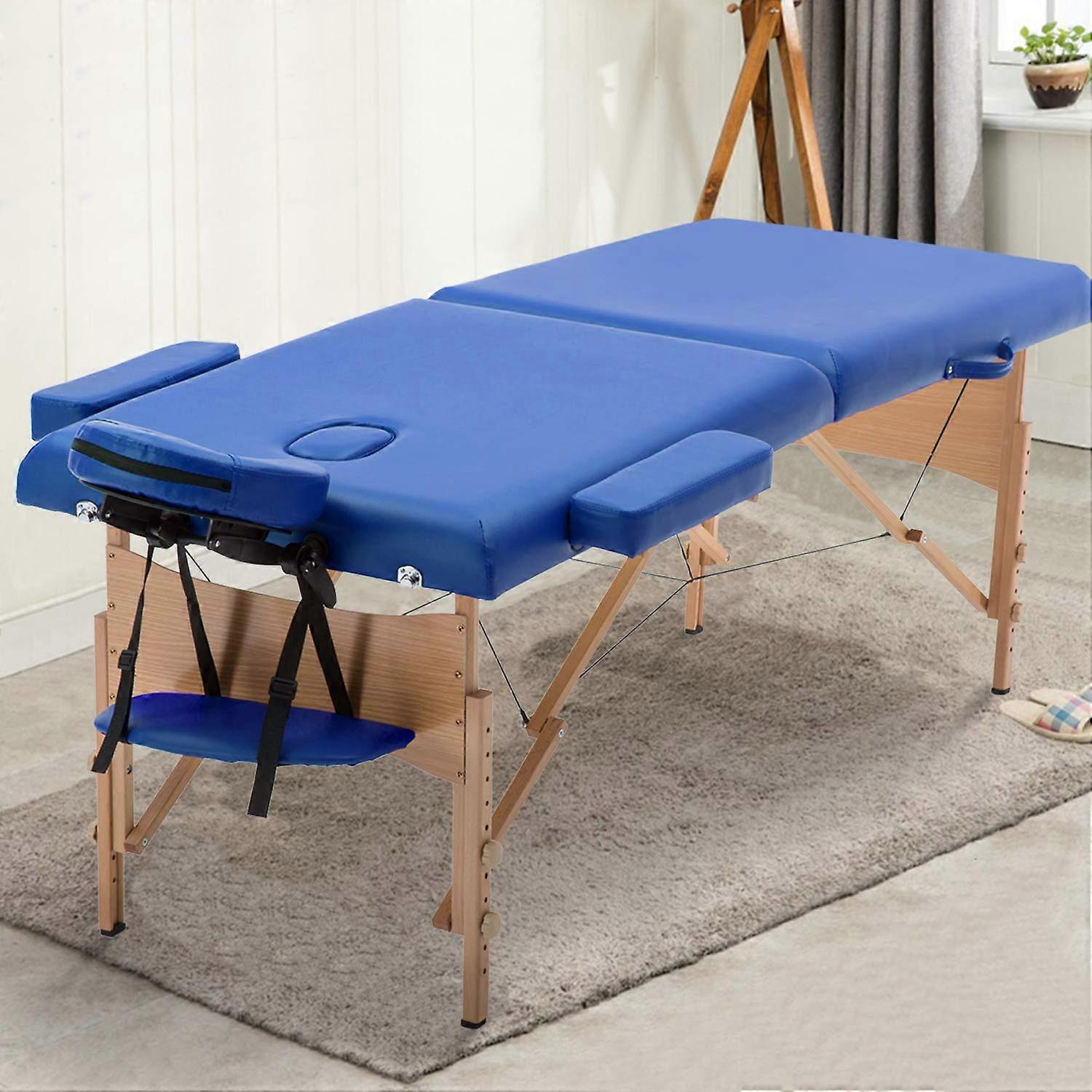 Portable Massage Table with Carrying Case, Height Adjustable Folding Spa Bed, 73'x28' PU Leather
