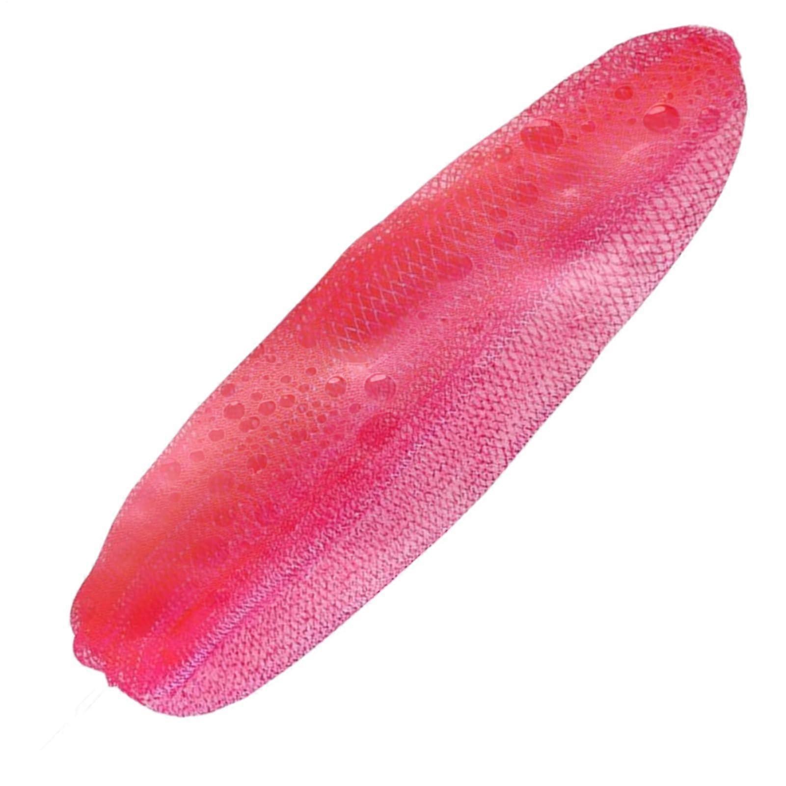 Back Scrubber Nylon Exfoliating Bath Towel Deep Cleaning Stretchable 20100cm Pink for Shower
