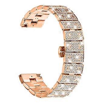 For Garmin Vivoactive 4 Watch Band Alloy Metal Rhinestones Decor Strap with Butterfly Clasp