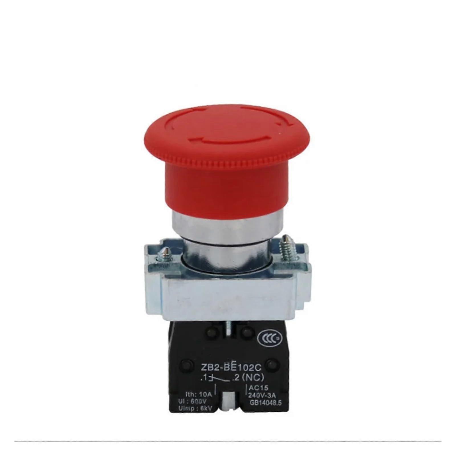 Emergency Stop Button TurntoRelease 1NC Red Mushroom Push for Quick Safety Shutdown