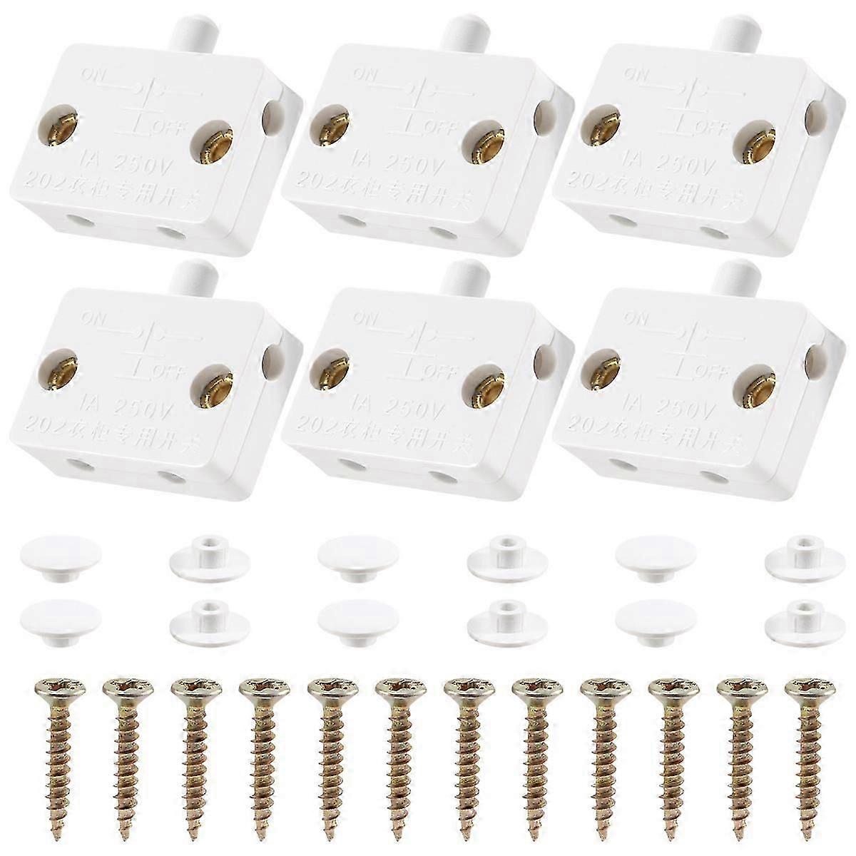 6Pcs Door Led Switch for Closet Light,Electrical Lamp Switches,White