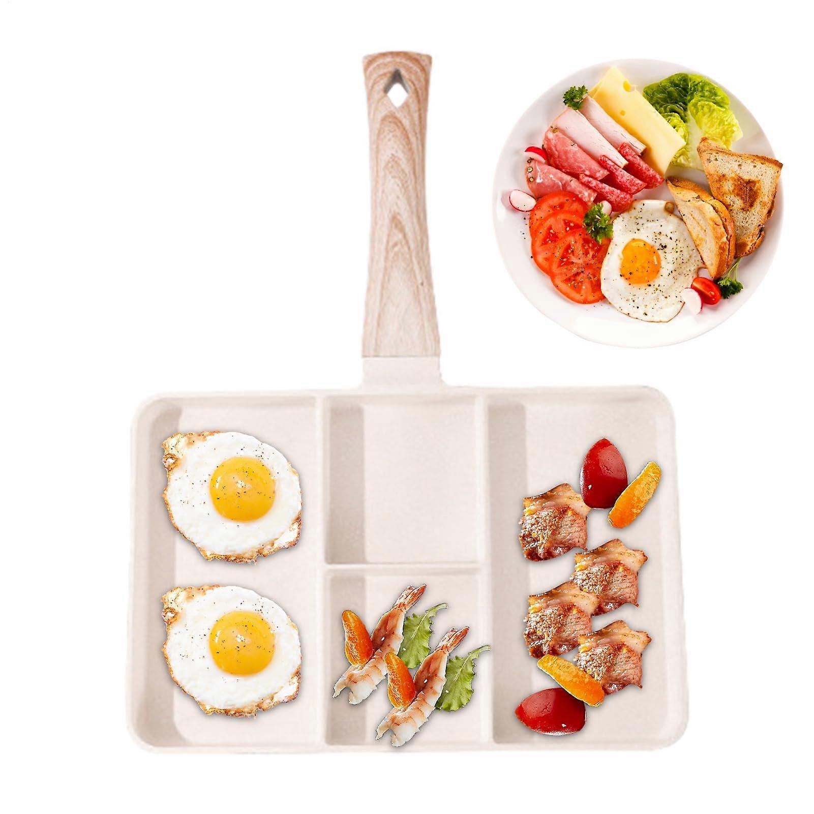 NonStick Split Grill Pan with HeatResistant Handle, MultiSection Cooking for Breakfast Eggs