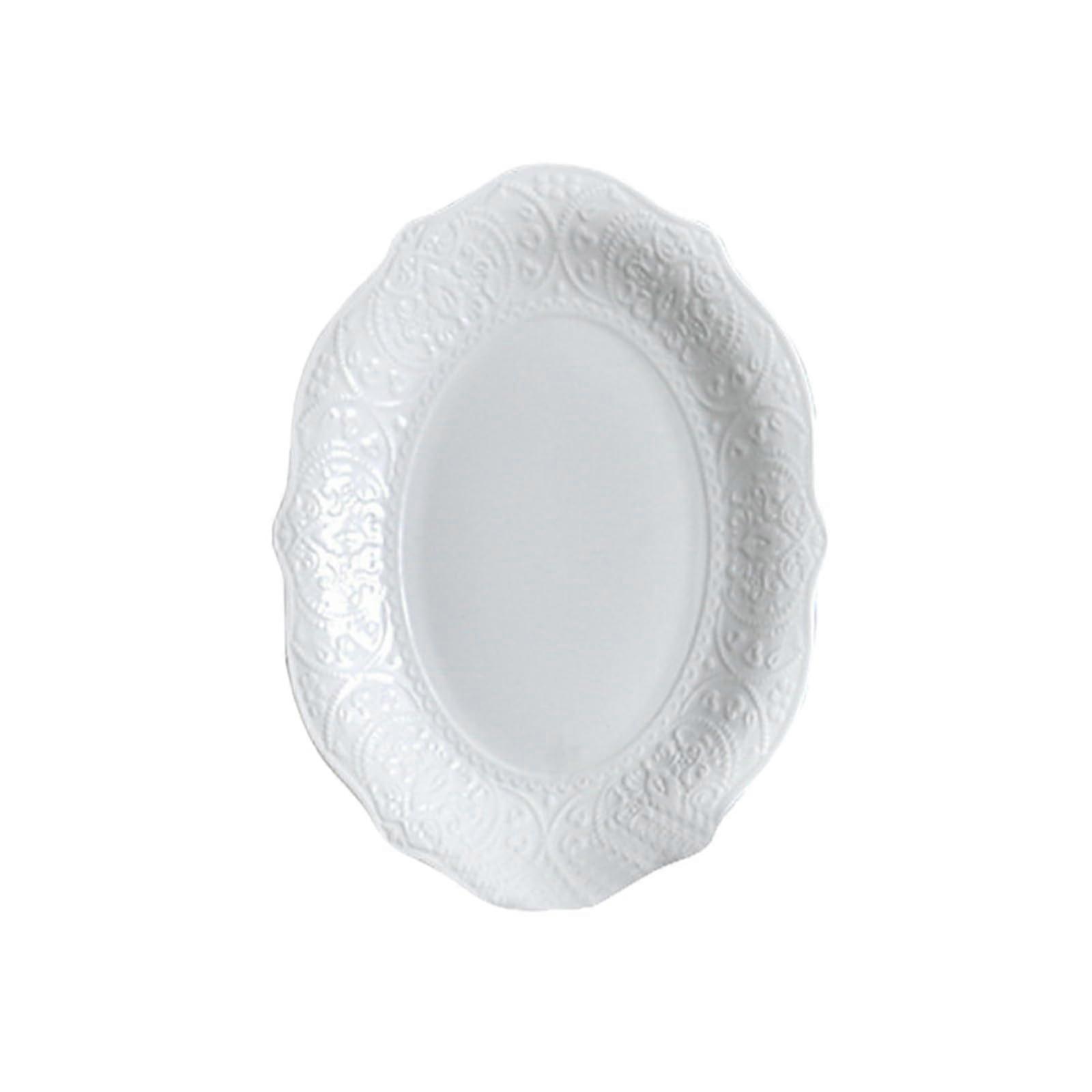 12 Inch Ceramic Oval Dinner Plate Nordic Style Serving Platter Microwave Dishwasher Safe