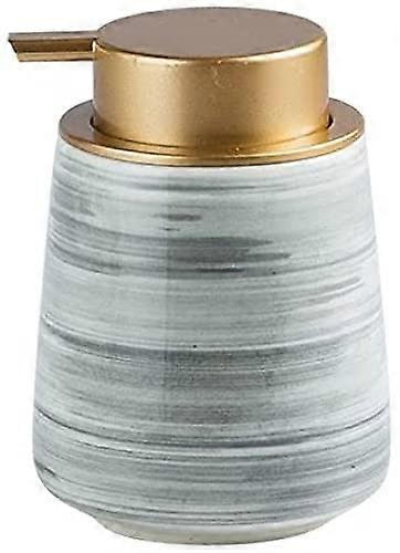 Ceramic Soap Dispenser with LeakProof Pump, Refillable Hand Soap Bottle for Modern Bathroom Grey