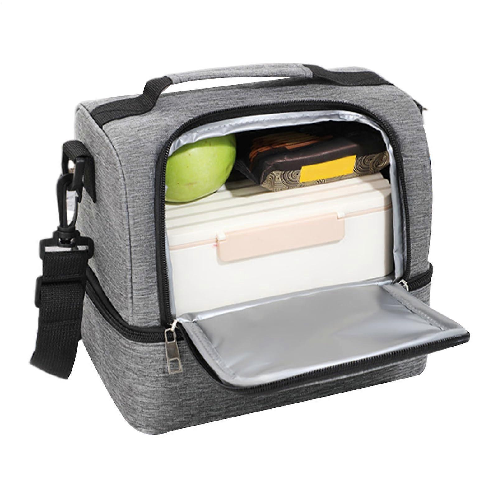Insulated Cooler Bag with DoubleLayer Compartments, Waterproof Thermal Lunch Tote for Camping