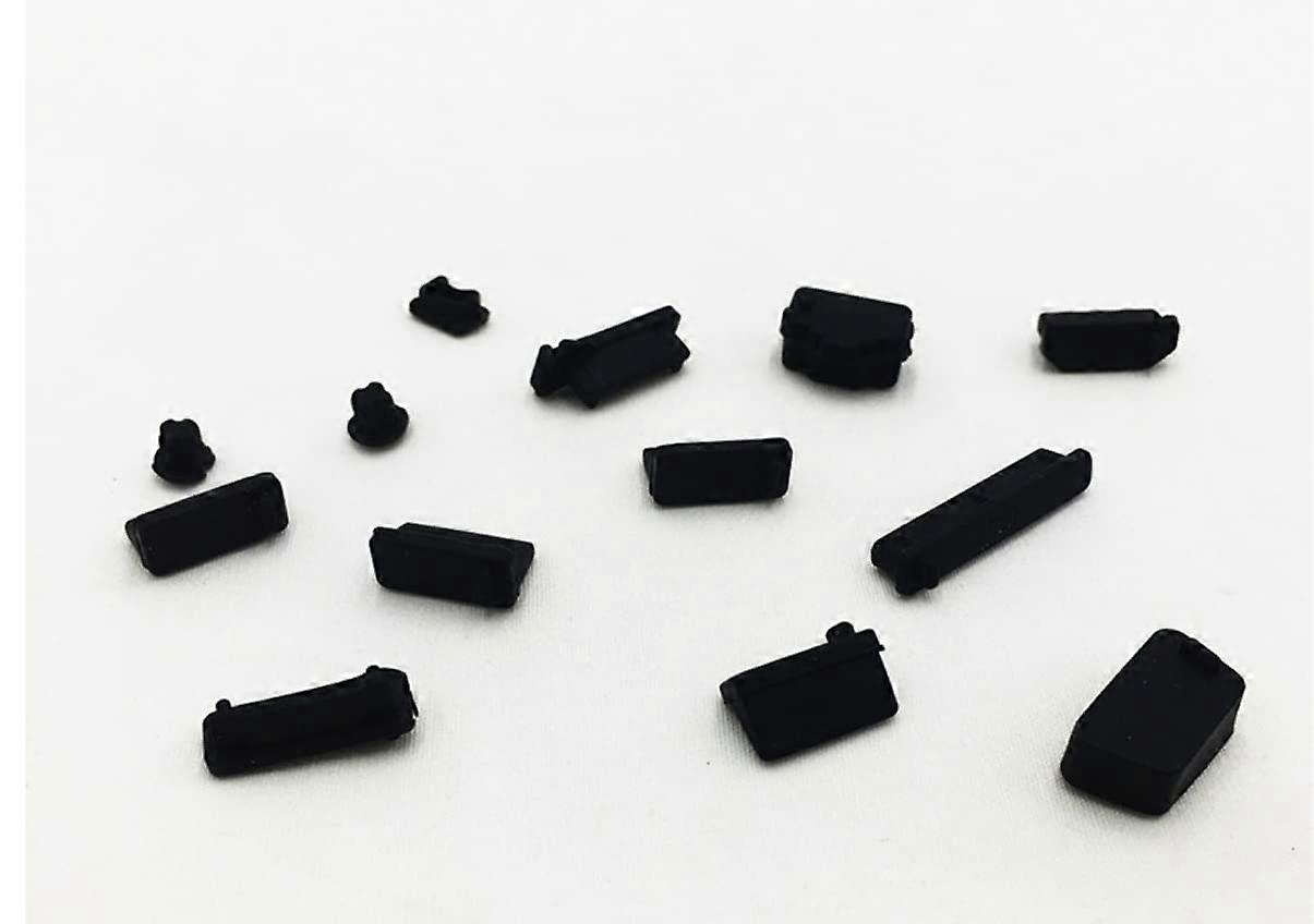 16pcs Black Silicone Laptop Dust Plug USB Port Cover Dustproof Protection for Computer