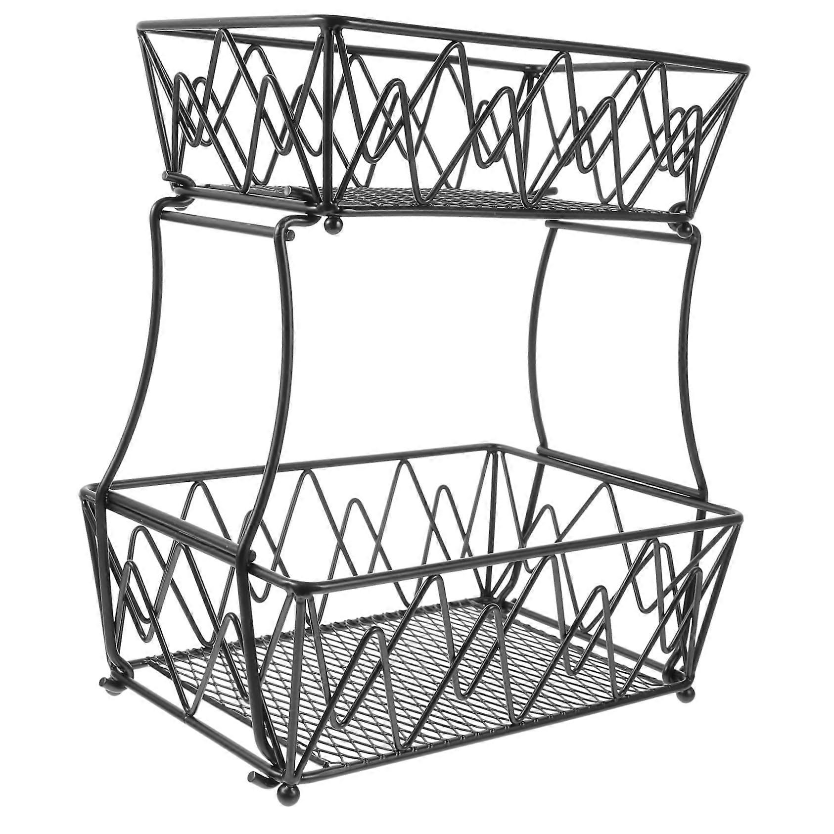 Double Layer Fruit Basket for Kitchen Storage, Metal Countertop Rack, SpaceSaving Organizer