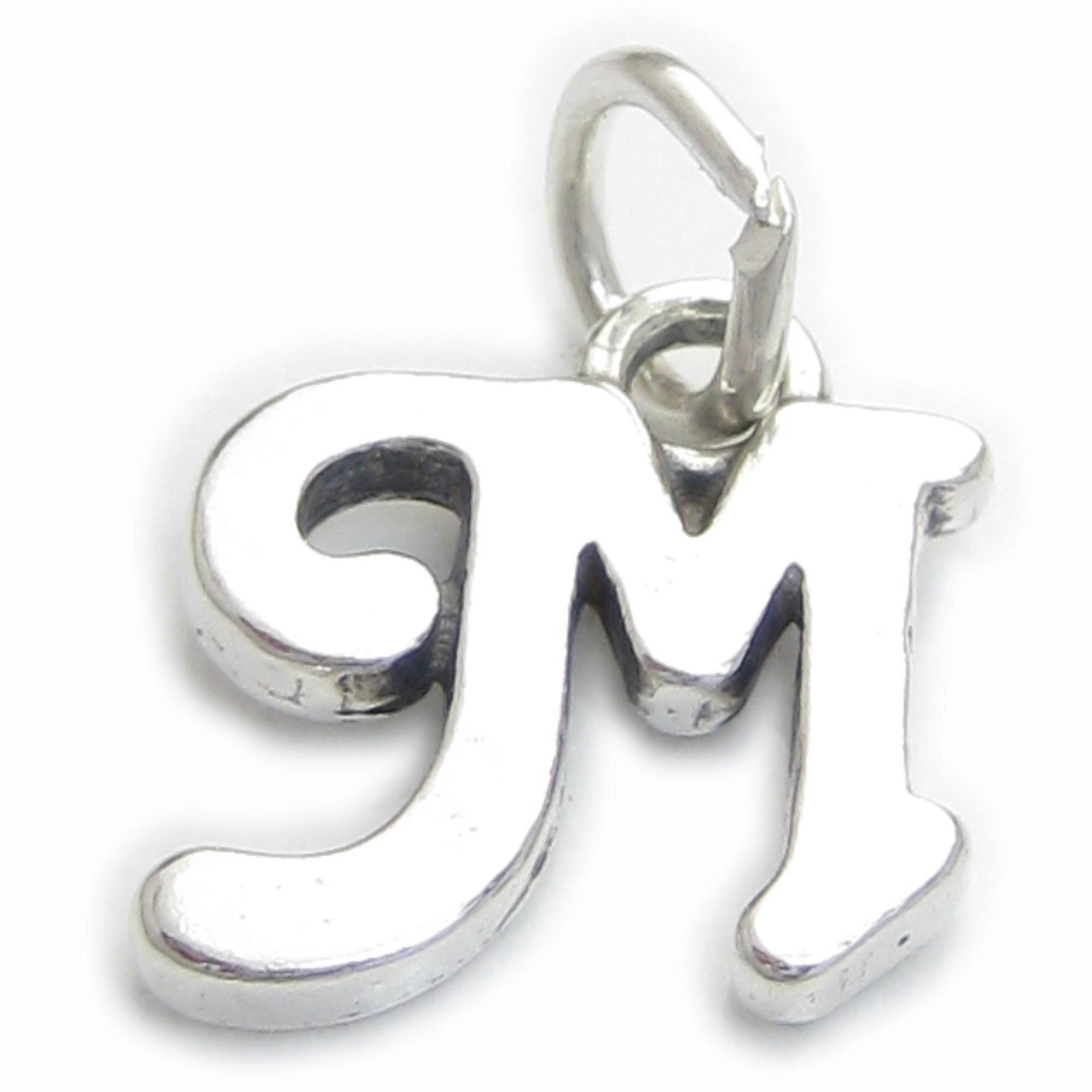 Script Letter M Initial sterling silver charm .925 x 1 Letters charms