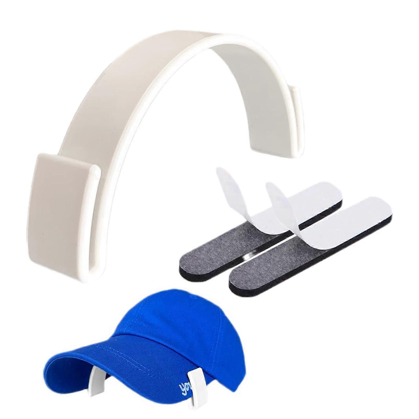 Adjustable Hat Brim Shaper Tool with Reusable Curving Bands and Hat Size Reducer Tape White