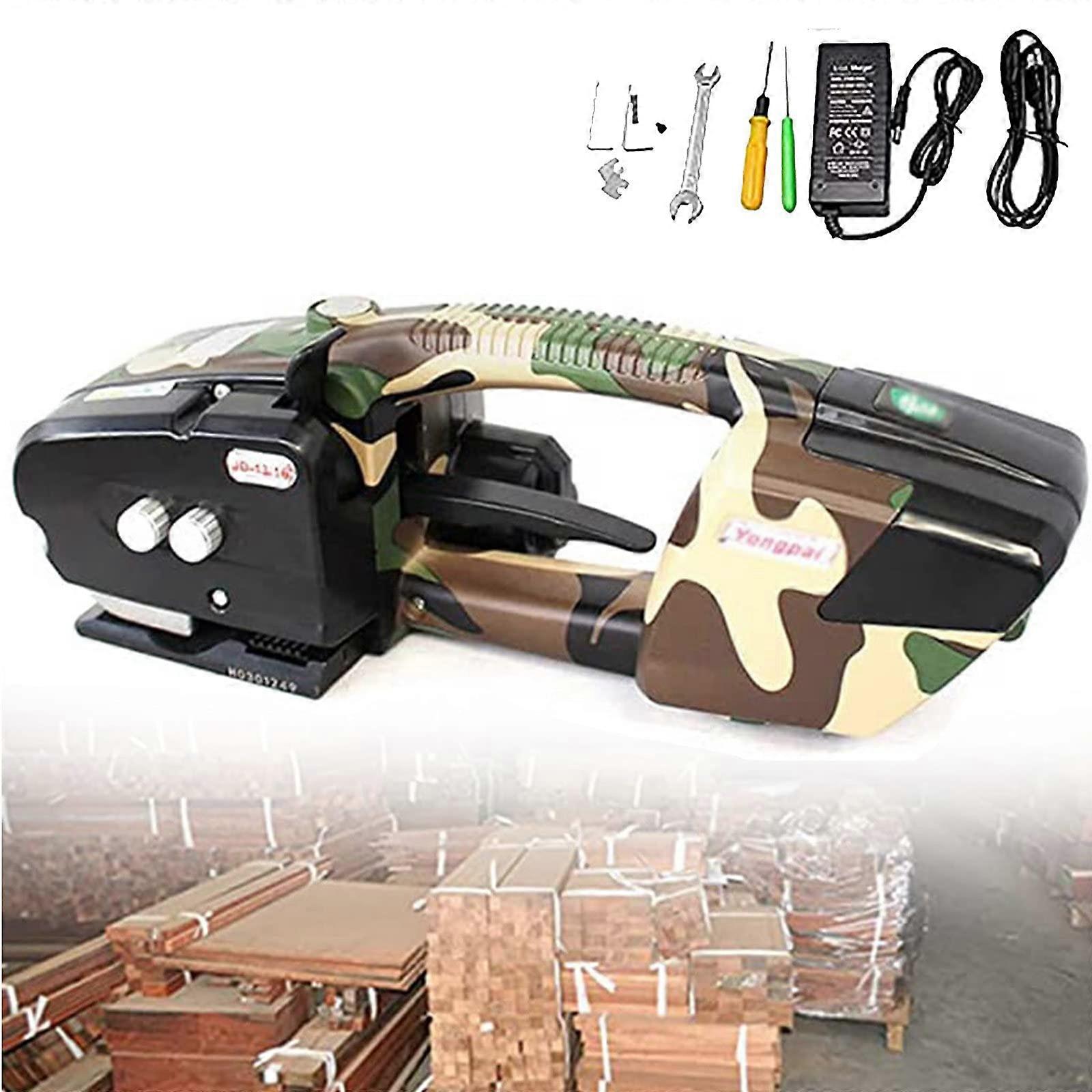 Battery Powered Strapping Tool with Fast Charging, Auto Cutting for PET PP Straps, Light Blue