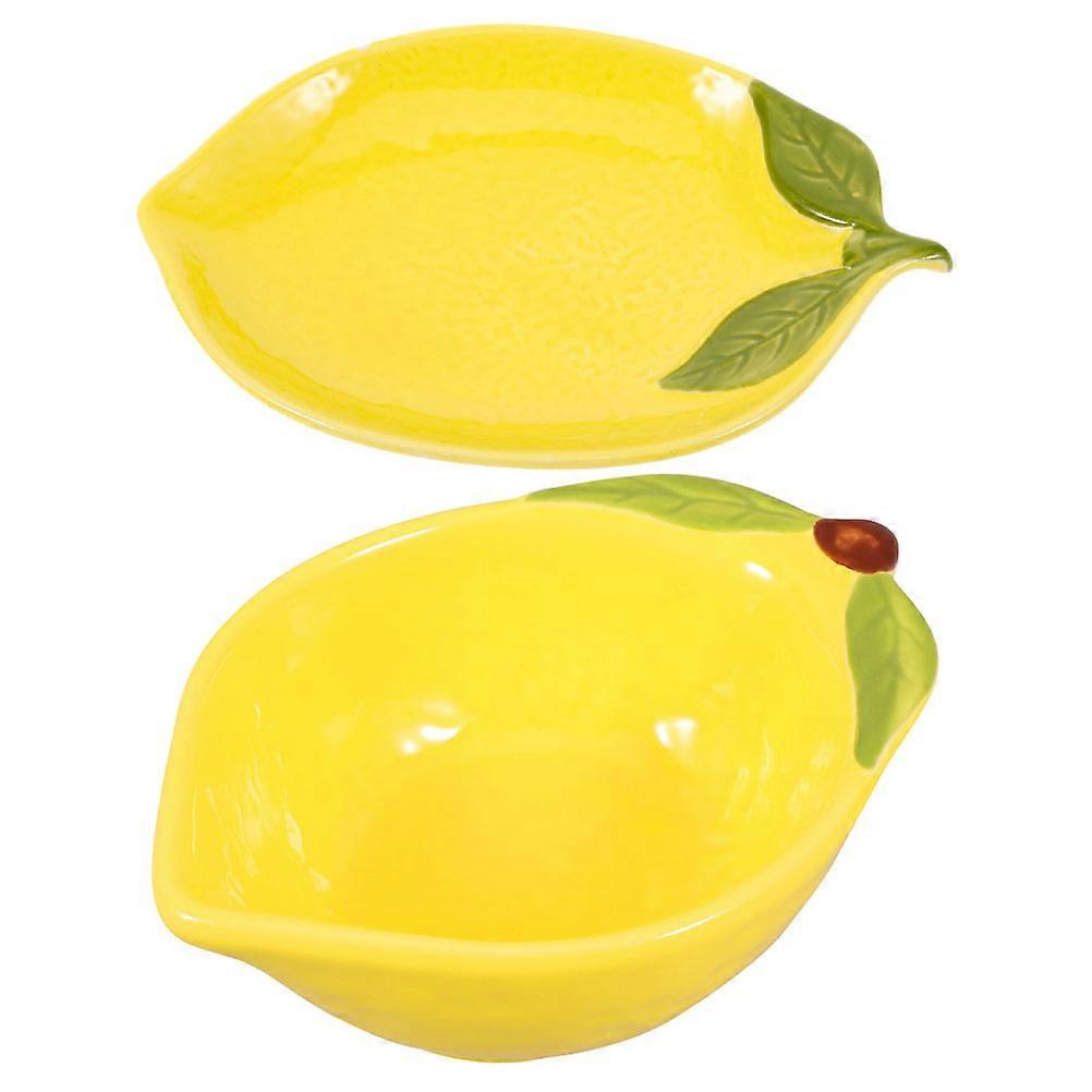 Creative Lemon Ceramic Tableware for Serving with 1Set Unique Fruit Plates