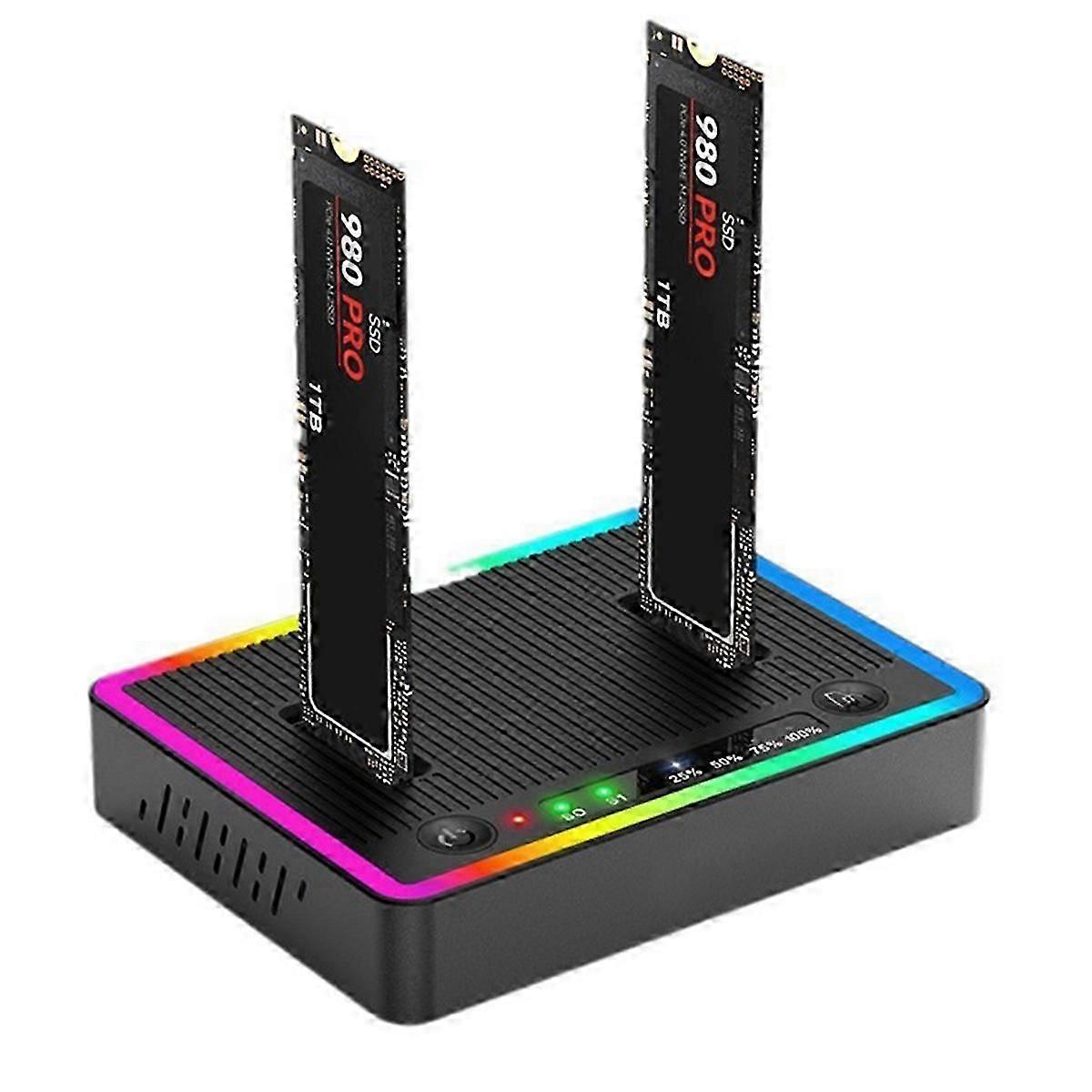 M. 2 Dual Protocol Dual Disk Clone Docking Station /NVMe Base Offline Clone Copy Machine Hard Disk Box 20GB