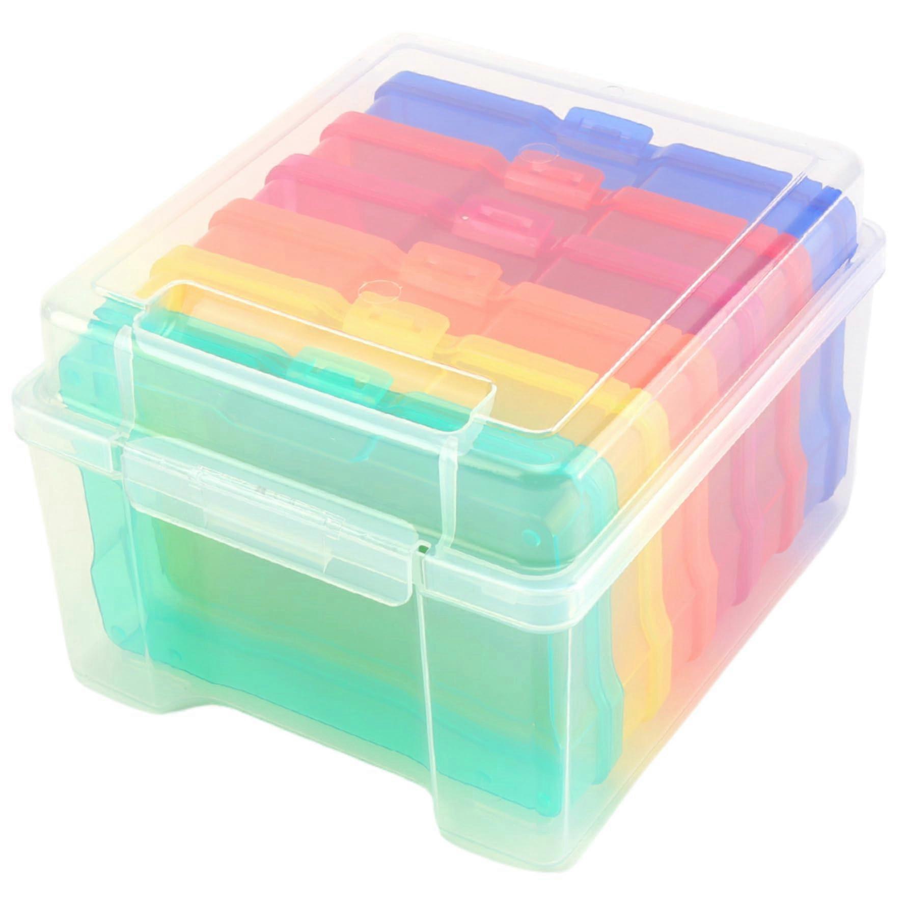 Clear 4x6 Photo Storage Organizer with Secure Buckle Closure, Stackable Plastic Keeper for Crafts