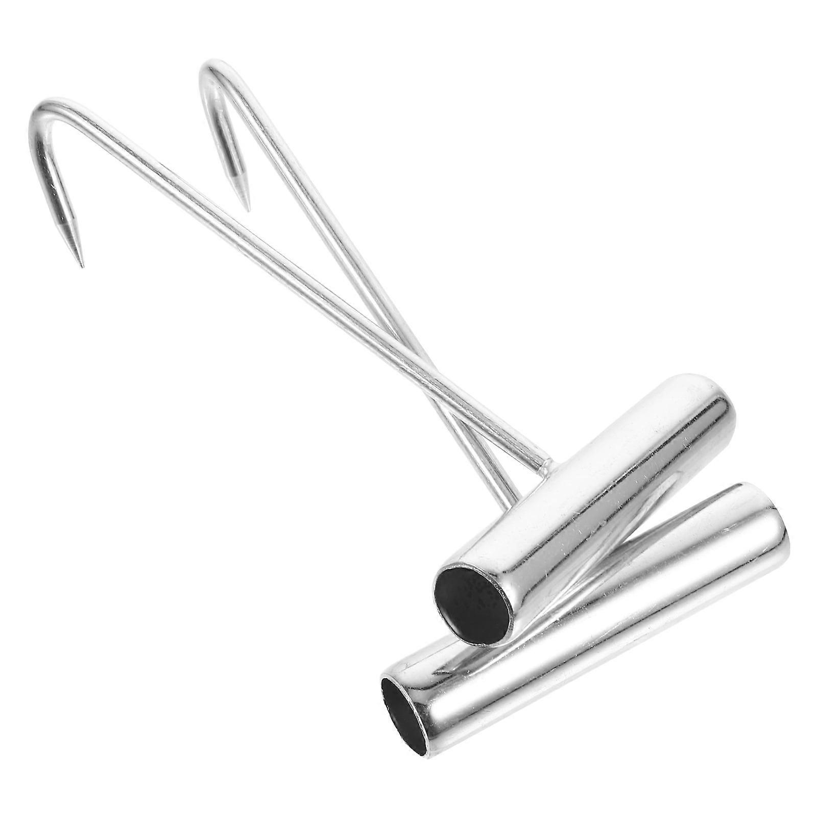 Worgeous 2Pcs Galvanized Coating Meat Hook Silver for Meat Processing 11.8*3.9*0.9In