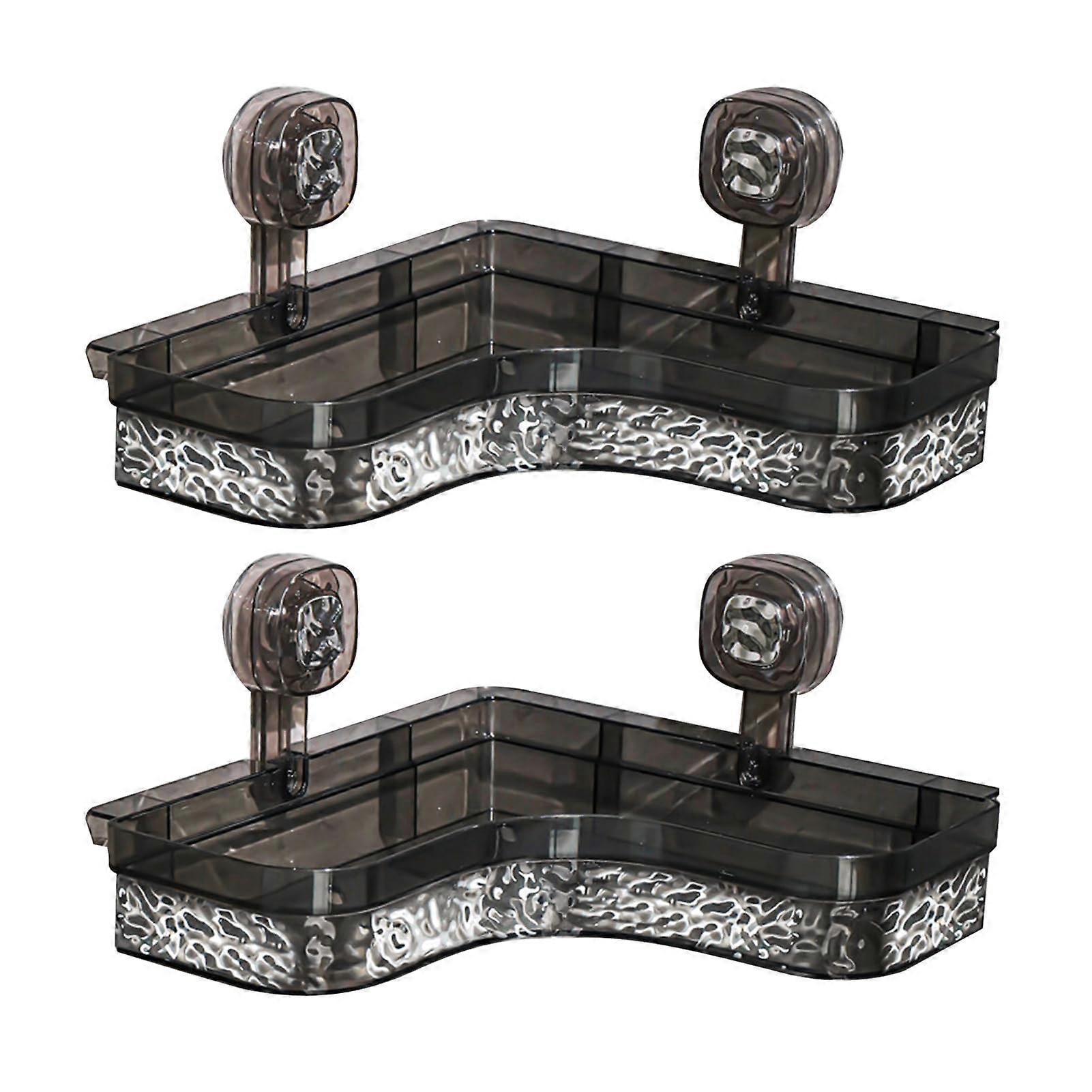 2 Pack Grey Corner Shower Caddy with Suction Cups, Tool SpaceSaving Bathroom Organizer