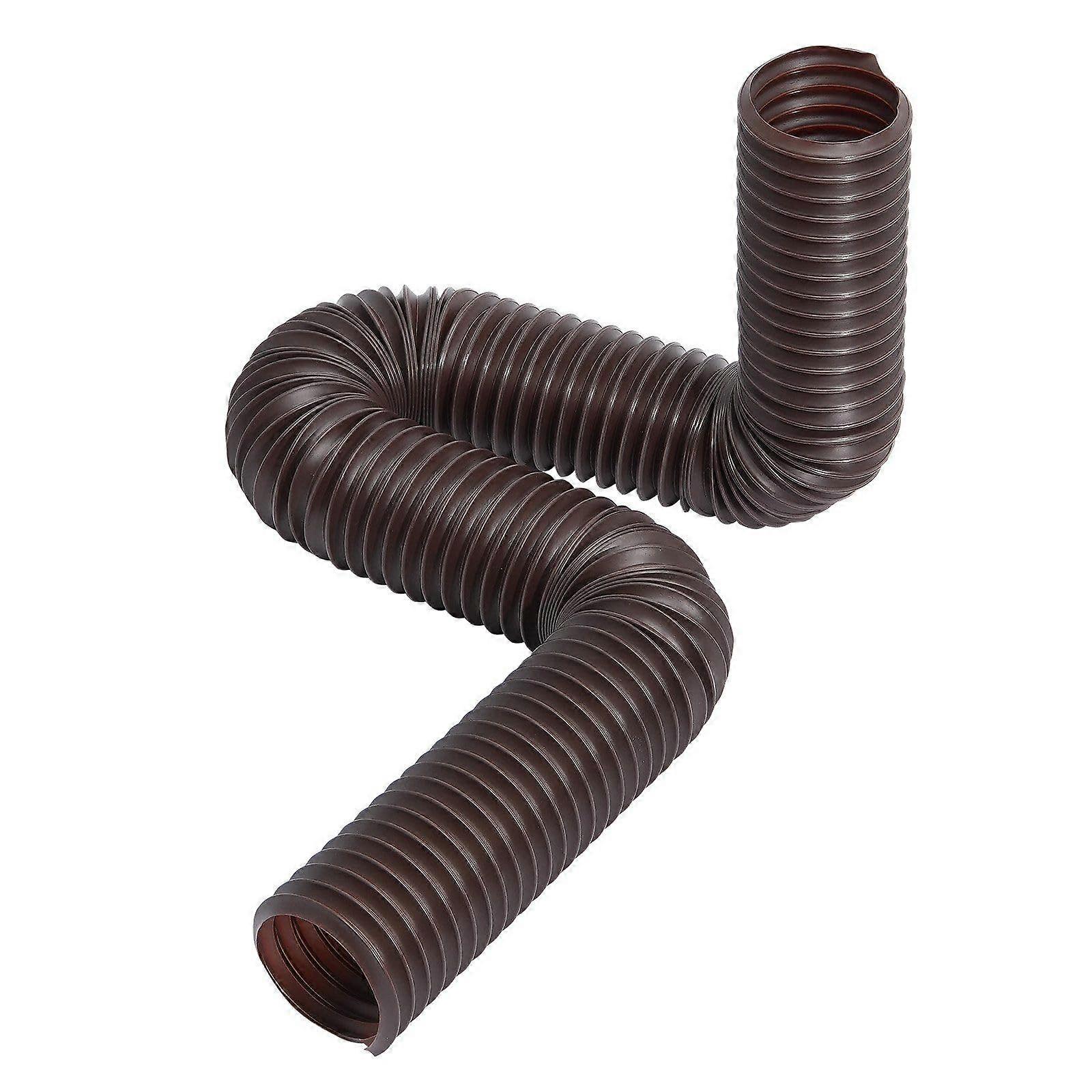 Flexible Rain Gutter Downspout Extension 2 Pack Brown, Adjustable Drainage Extender with Filter Screen