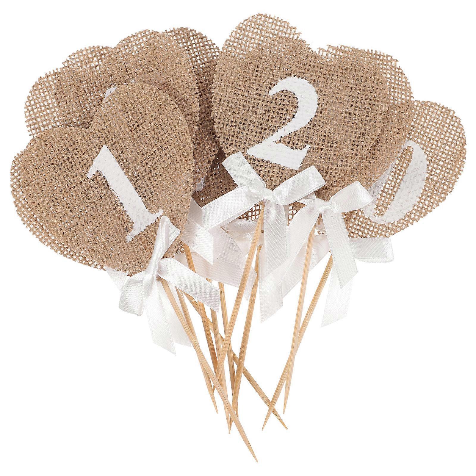 Hessian Burlap Banners for Wedding Rustic Heart Shape Table Numbers