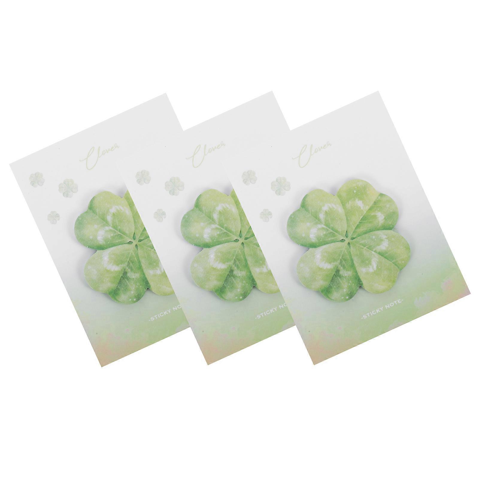 Self Adhesive Four Leaf Clover Memo Pads for Writing Notes 3Pcs