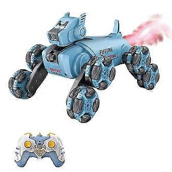 RC Stunthond Robot met Afstandsbestuurbare Robot, Mistspuit, 360° Draaiende Drift, Muziek & Lichtblauw Speelgoed